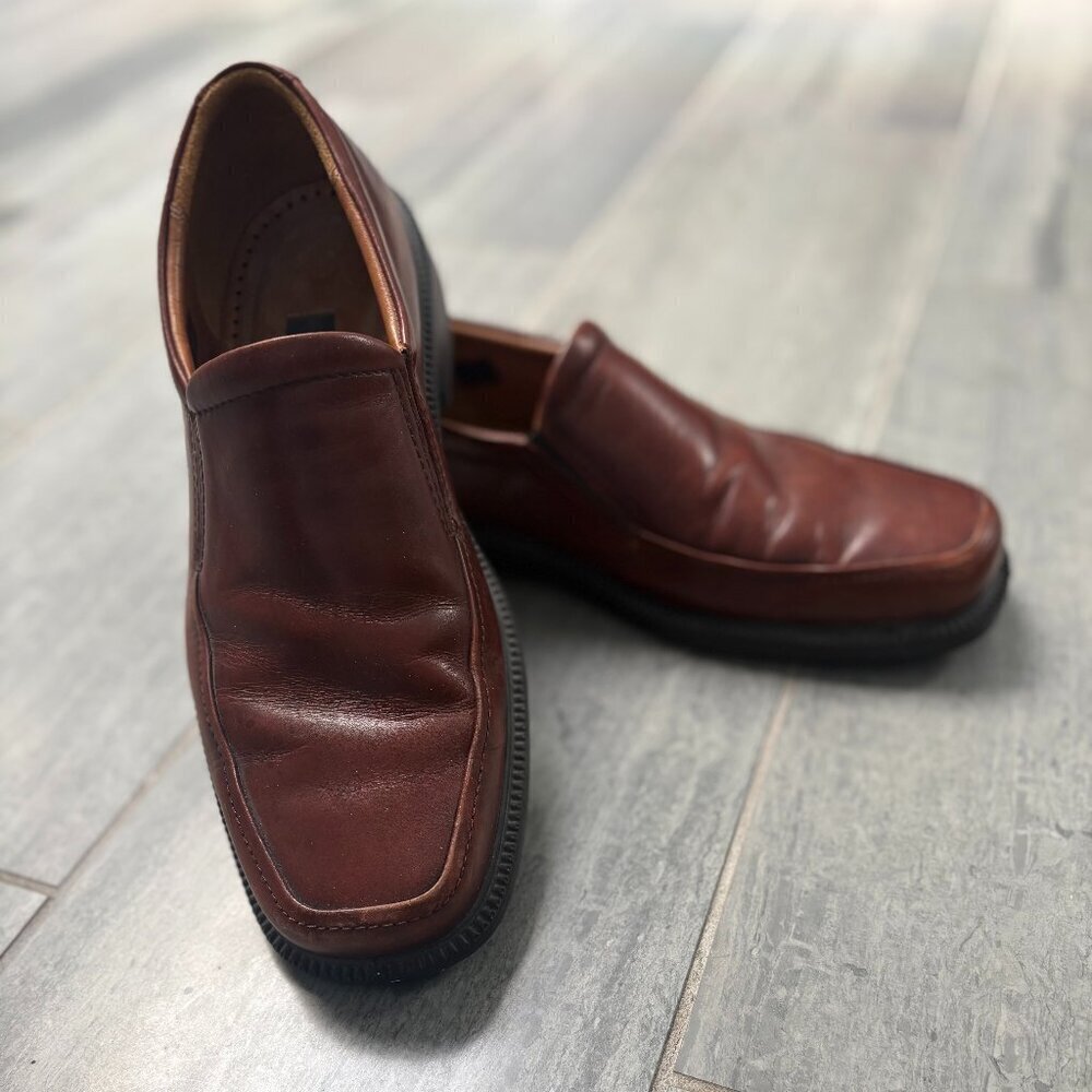 Ecco Leather Slip-On Loafers Light Brown Dress Casual Shoes Size EU 43/US 9-9.5